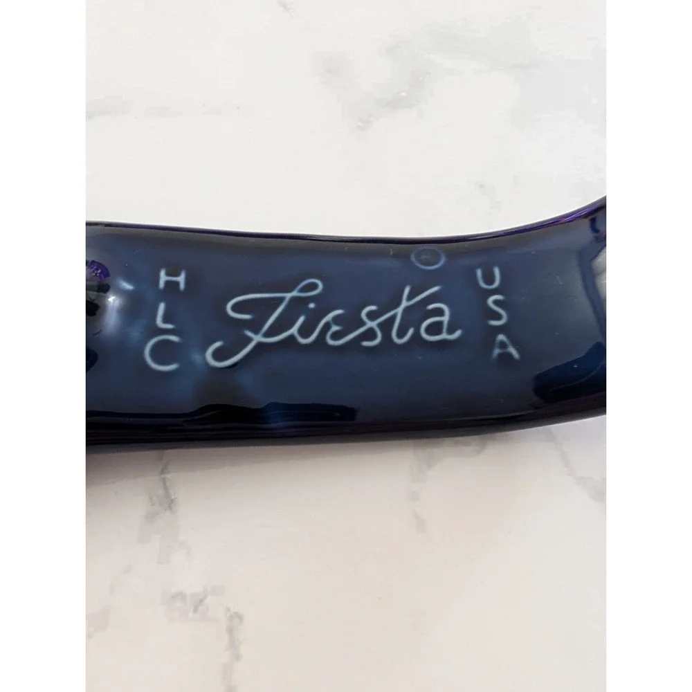 Fiesta HLC Homer Laughlin Cobalt Blue Ceramic Spoon Rest Utensil Holder‎ USA